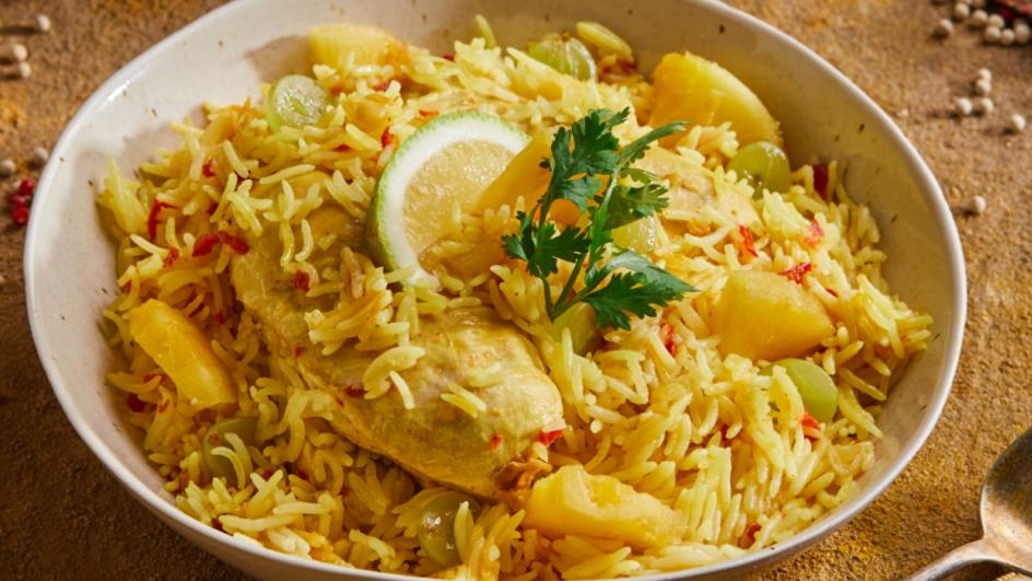 Curry Flavored Rice with Chicken and Pineapple